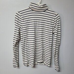 J Crew Turtle Neck Shirt Long Sleeve Striped Womens Small